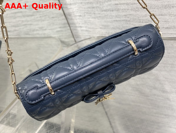 Dior My Dior Mini Bag with Leather Bow Deep Ocean Blue Cannage Lambskin Replica