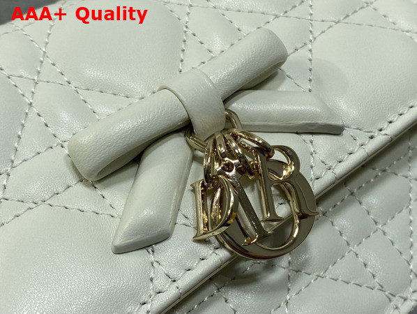 Dior My Dior Mini Bag with Leather Bow Latte Cannage Lambskin Replica