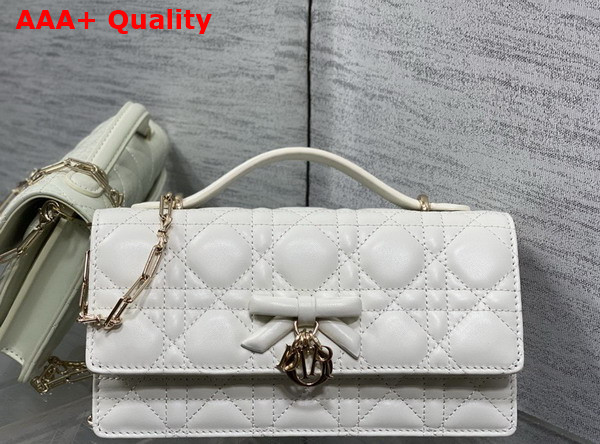 Dior My Dior Mini Bag with Leather Bow Latte Cannage Lambskin Replica
