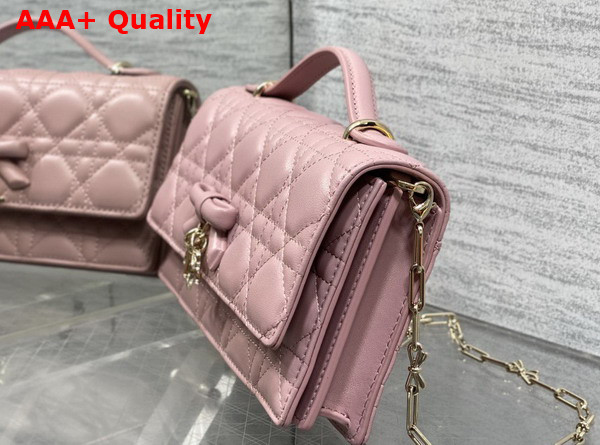 Dior My Dior Mini Bag with Leather Bow Pink Cannage Lambskin Replica