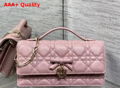Dior My Dior Mini Bag with Leather Bow Pink Cannage Lambskin Replica