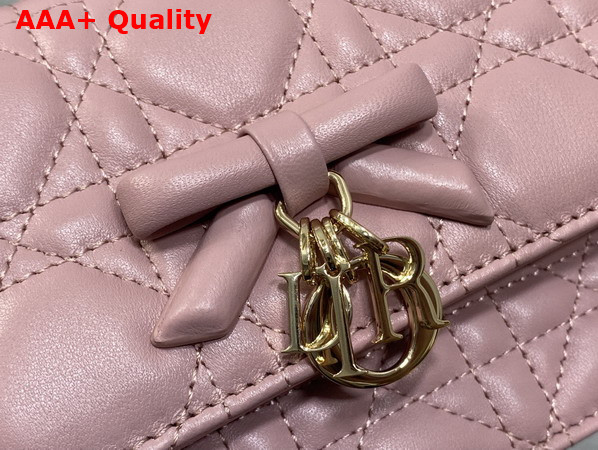 Dior My Dior Mini Bag with Leather Bow Pink Cannage Lambskin Replica