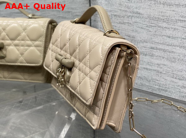 Dior My Dior Mini Bag with Leather Bow Powder Beige Cannage Lambskin Replica