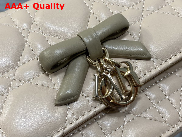 Dior My Dior Mini Bag with Leather Bow Powder Beige Cannage Lambskin Replica