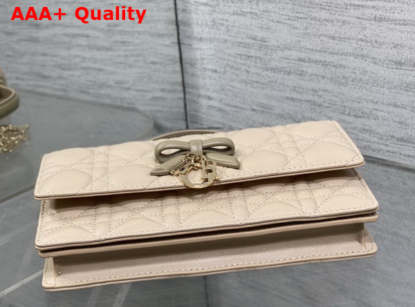 Dior My Dior Mini Bag with Leather Bow Powder Beige Cannage Lambskin Replica