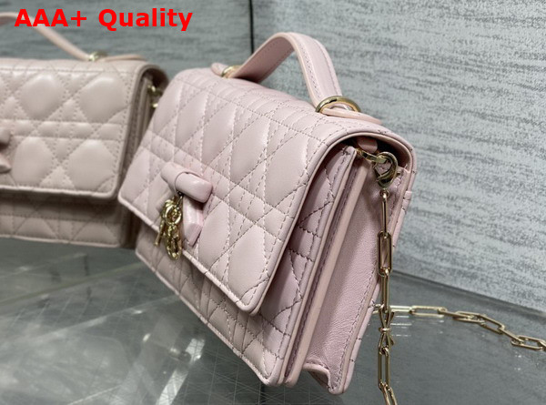 Dior My Dior Mini Bag with Leather Bow Rose Soupir Cannage Lambskin Replica