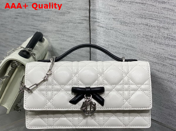 Dior My Dior Mini Bag with Leather Bow Tow Tone Latte and Black Cannage Lambskin Replica