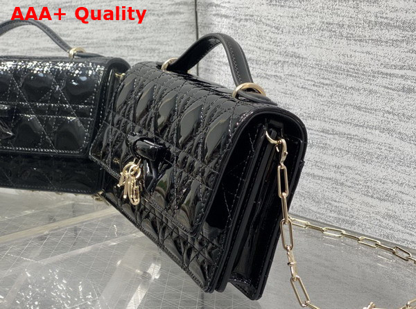 Dior My Dior Mini Bag with Leather Bow in Black Patent Cannage Calfskin Replica