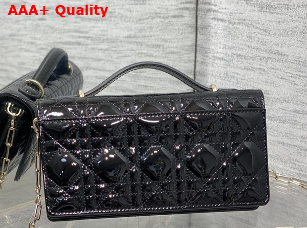 Dior My Dior Mini Bag with Leather Bow in Black Patent Cannage Calfskin Replica