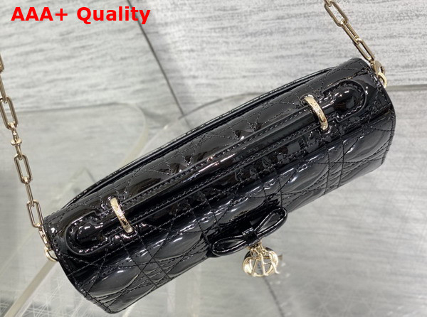 Dior My Dior Mini Bag with Leather Bow in Black Patent Cannage Calfskin Replica