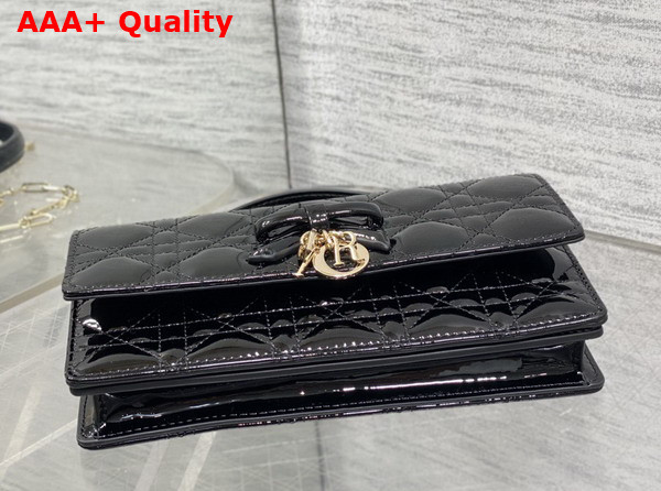 Dior My Dior Mini Bag with Leather Bow in Black Patent Cannage Calfskin Replica