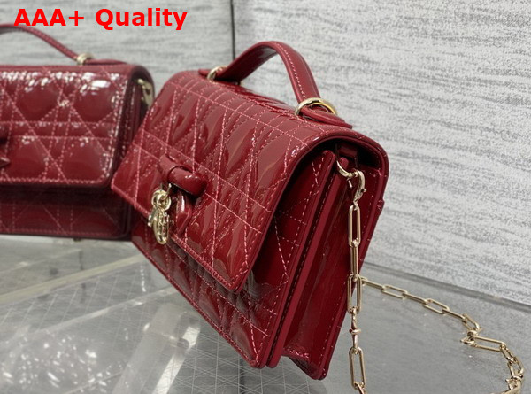 Dior My Dior Mini Bag with Leather Bow in Cherry Red Patent Cannage Calfskin Replica