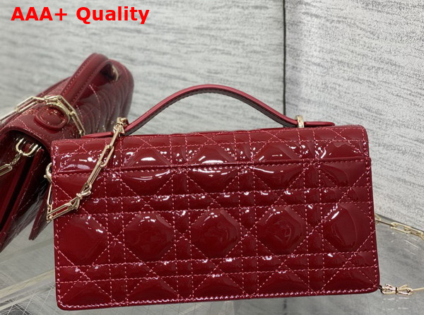 Dior My Dior Mini Bag with Leather Bow in Cherry Red Patent Cannage Calfskin Replica