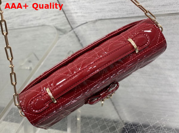 Dior My Dior Mini Bag with Leather Bow in Cherry Red Patent Cannage Calfskin Replica