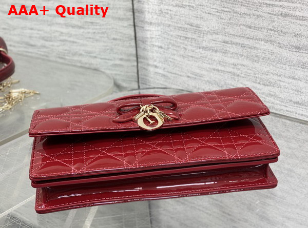 Dior My Dior Mini Bag with Leather Bow in Cherry Red Patent Cannage Calfskin Replica