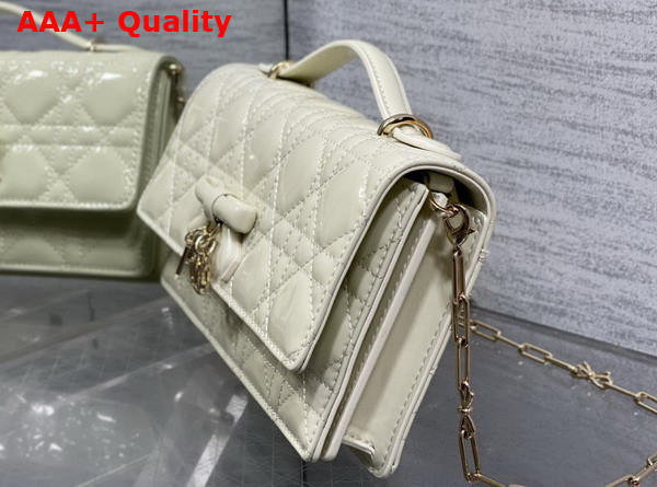 Dior My Dior Mini Bag with Leather Bow in Latte Patent Cannage Calfskin Replica