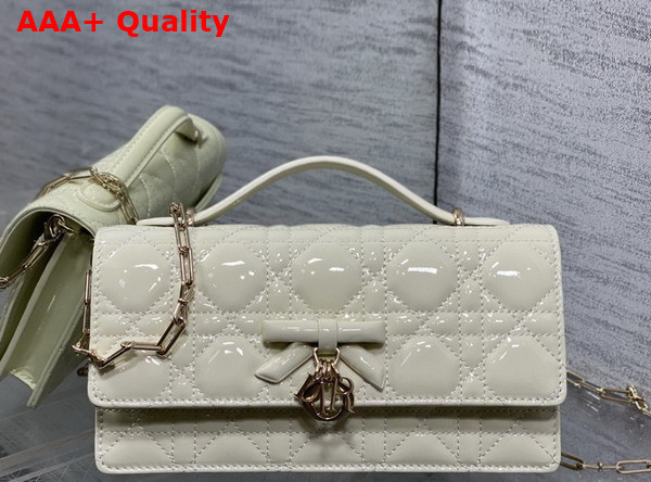 Dior My Dior Mini Bag with Leather Bow in Latte Patent Cannage Calfskin Replica