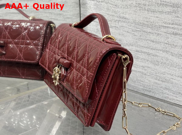 Dior My Dior Mini Bag with Leather Bow in Plum Patent Cannage Calfskin Replica