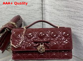 Dior My Dior Mini Bag with Leather Bow in Plum Patent Cannage Calfskin Replica