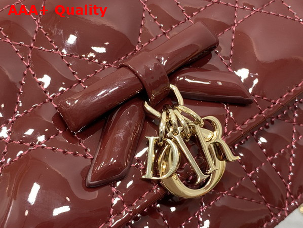 Dior My Dior Mini Bag with Leather Bow in Plum Patent Cannage Calfskin Replica