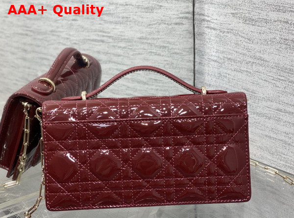 Dior My Dior Mini Bag with Leather Bow in Plum Patent Cannage Calfskin Replica