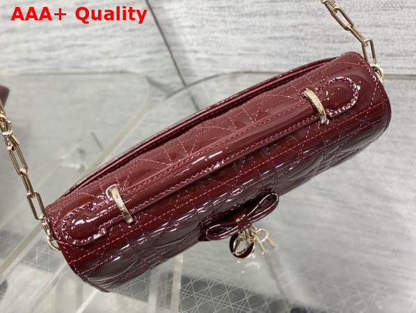 Dior My Dior Mini Bag with Leather Bow in Plum Patent Cannage Calfskin Replica