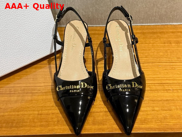 Dior My Dior Slingback Pump in Black Patent Calfskin Replica