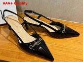 Dior My Dior Slingback Pump in Black Patent Calfskin Replica