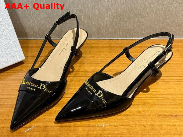 Dior My Dior Slingback Pump in Black Patent Calfskin Replica