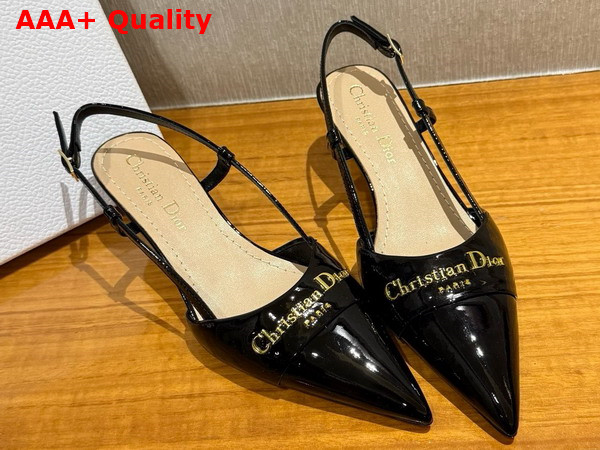 Dior My Dior Slingback Pump in Black Patent Calfskin Replica