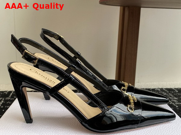 Dior My Dior Slingback Pump in Black Patent Calfskin Replica