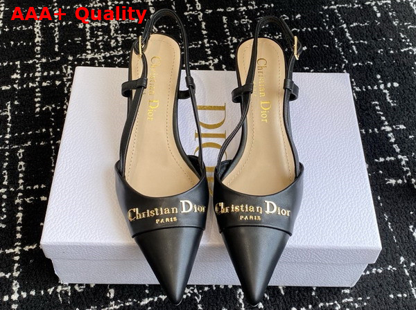 Dior My Dior Slingback Pump in Black Supple Calfskin Replica