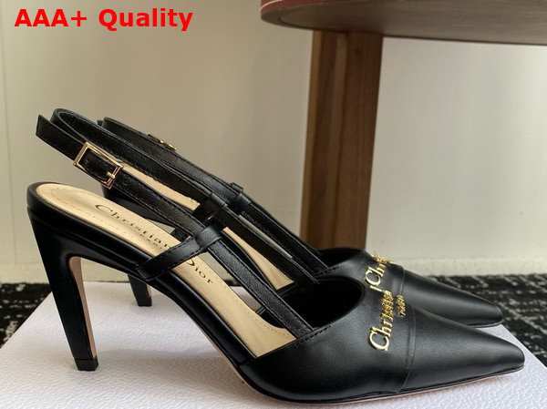 Dior My Dior Slingback Pump in Black Supple Calfskin Replica