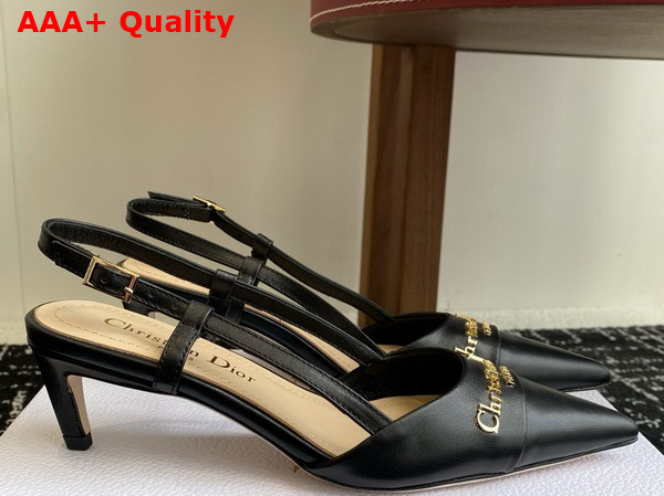 Dior My Dior Slingback Pump in Black Supple Calfskin Replica