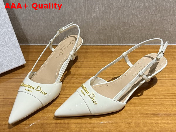 Dior My Dior Slingback Pump in White Patent Calfskin Replica