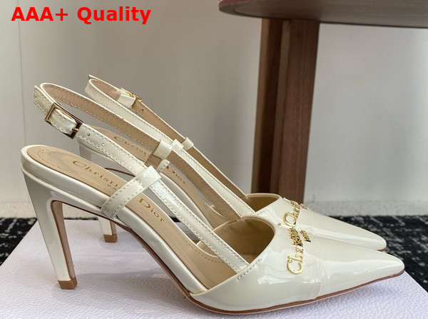 Dior My Dior Slingback Pump in White Patent Calfskin Replica