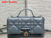 Dior My Tender Dior Top Handle Mini Bag in Blue Gray Macrocannage Lambskin Replica