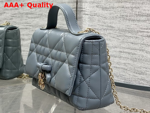 Dior My Tender Dior Top Handle Mini Bag in Blue Gray Macrocannage Lambskin Replica