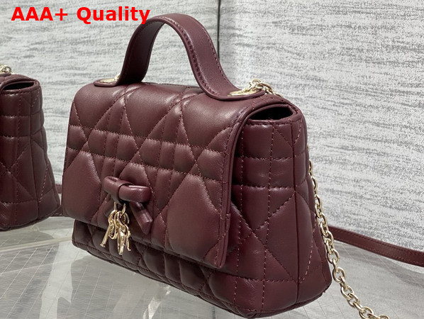 Dior My Tender Dior Top Handle Mini Bag in Burgundy Macrocannage Lambskin Replica