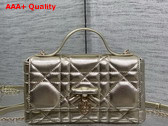 Dior My Tender Dior Top Handle Mini Bag in Gold Tone Metallic Macrocannage Lambskin Replica