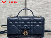 Dior My Tender Dior Top Handle Mini Bag in Navy Blue Macrocannage Lambskin Replica