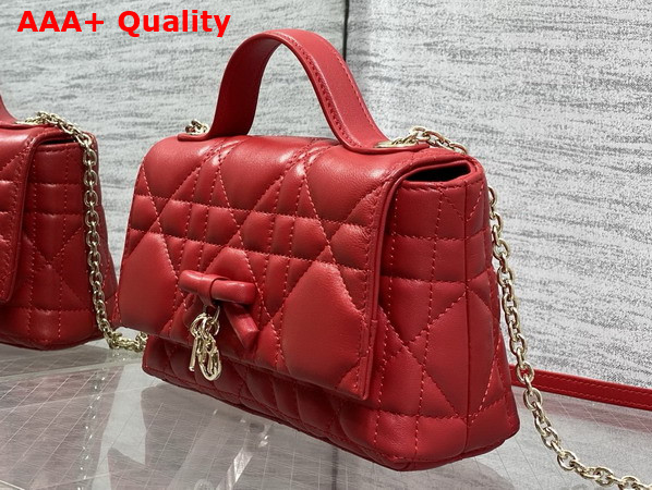 Dior My Tender Dior Top Handle Mini Bag in Red Macrocannage Lambskin Replica