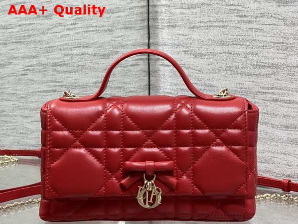 Dior My Tender Dior Top Handle Mini Bag in Red Macrocannage Lambskin Replica