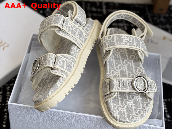 Dior Mydior Sandal White and Gray Dior Oblique Jacquard Replica
