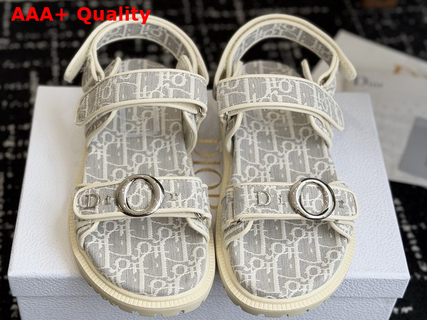 Dior Mydior Sandal White and Gray Dior Oblique Jacquard Replica
