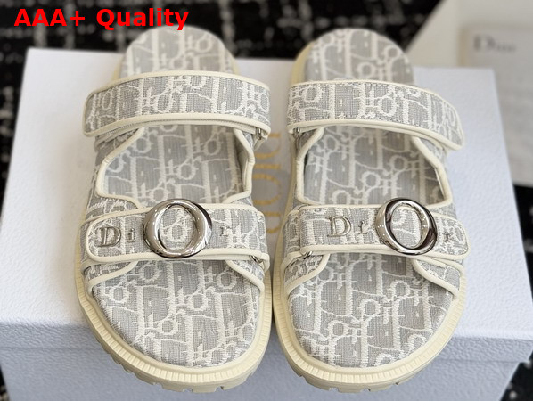 Dior Mydior Slide White and Gray Dior Oblique Jacquard Replica