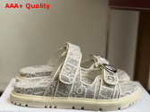 Dior Mydior Slide White and Gray Dior Oblique Jacquard Replica