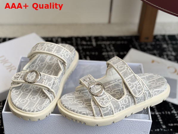 Dior Mydior Slide White and Gray Dior Oblique Jacquard Replica