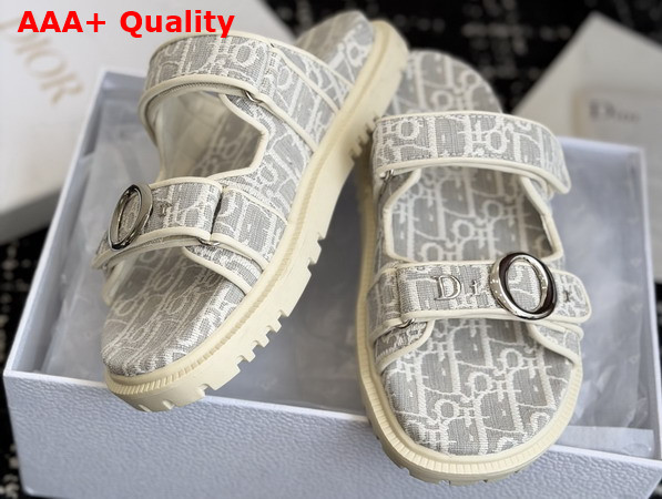 Dior Mydior Slide White and Gray Dior Oblique Jacquard Replica
