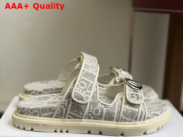 Dior Mydior Slide White and Gray Dior Oblique Jacquard Replica